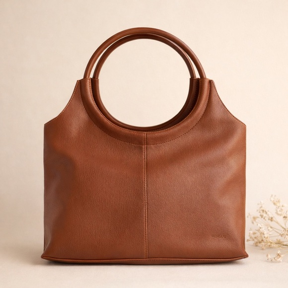 Mondani Handbags - Vintage Vegan Mondani Faux Leather Shoulder Bag Brown Double Handle